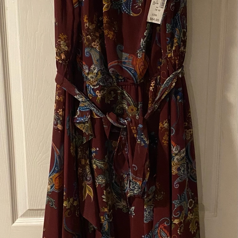 Westport Burgundy Floral Midi Dress - Picture 2 of 6